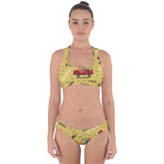 Childish-seamless-pattern-with-dino-driver Cross Back Hipster Bikini Set by Vaneshart