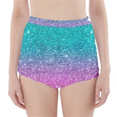 Pink And Turquoise Glitter High-waisted Bikini Bottoms by Wav3s