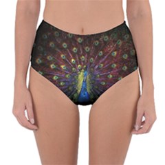 Peacock Feathers Reversible High-waist Bikini Bottoms by Wav3s