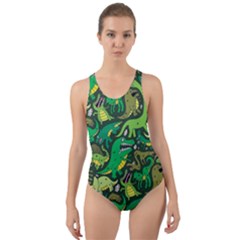 Dino Kawaii Cut-out Back One Piece Swimsuit by Wav3s