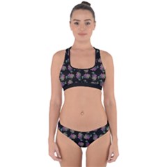 Midnight Noir Garden Chic Pattern Cross Back Hipster Bikini Set by dflcprintsclothing