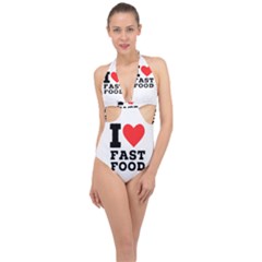 I Love Fast Food Halter Front Plunge Swimsuit by ilovewhateva