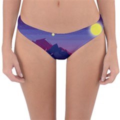 Abstract Landscape Sunrise Mountains Blue Sky Reversible Hipster Bikini Bottoms by Grandong