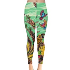 Monkey Tiger Bird Parrot Forest Jungle Style Leggings  by Grandong