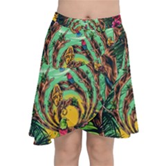 Monkey Tiger Bird Parrot Forest Jungle Style Chiffon Wrap Front Skirt by Grandong