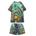 Monkey Tiger Bird Parrot Forest Jungle Style Kids  Swim Tee and Shorts Set View2
