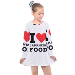 I Love Japanese Food Kids  Long Sleeve Dress by ilovewhateva