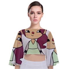 Toca Life Self Made Character  Tie Back Butterfly Sleeve Chiffon Top