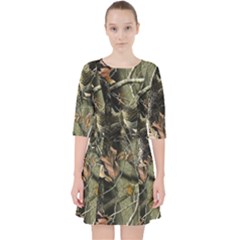 Realtree Camo Seamless Pattern Quarter Sleeve Pocket Dress