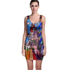 Beauty Stained Glass Castle Building Bodycon Dress by Cowasu