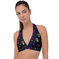 Stained Glass Crystal Art Halter Plunge Bikini Top