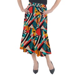 Colorful Abstract Midi Mermaid Skirt by Jack14