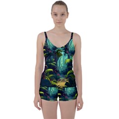 Rainforest Jungle Cartoon Animation Background Tie Front Two Piece Tankini by Ndabl3x