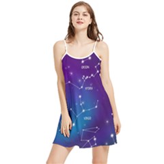 Realistic Night Sky With Constellations Summer Frill Dress by Cowasu