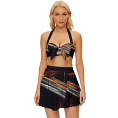 Highway Night Lighthouse Car Fast Vintage Style Bikini Top And Skirt Set  by Amaryn4rt