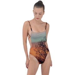 Twilight Sunset Sky Evening Clouds Tie Strap One Piece Swimsuit by Amaryn4rt
