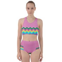 Easter Chevron Pattern Stripes Racer Back Bikini Set by Amaryn4rt