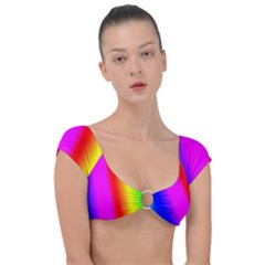 Multi Color Rainbow Background Cap Sleeve Ring Bikini Top by Amaryn4rt