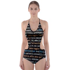 Close Up Code Coding Computer Cut-out One Piece Swimsuit by Amaryn4rt