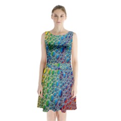 Bubbles Rainbow Colourful Colors Sleeveless Waist Tie Chiffon Dress by Amaryn4rt