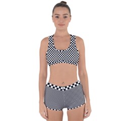 Black And White Checkerboard Background Board Checker Racerback Boyleg Bikini Set by Amaryn4rt