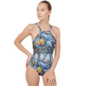 Colorful Aquatic Life Wall Mural High Neck One Piece Swimsuit View1