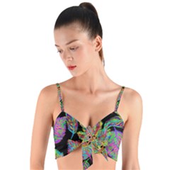 Autumn Pattern Dried Leaves Woven Tie Front Bralet by Simbadda