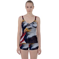 Fourth Of July Independence Day Usa American Pride Tie Front Two Piece Tankini by Ravend