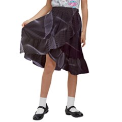 Curve Wave Line Texture Element Kids  Ruffle Flared Wrap Midi Skirt by Vaneshop