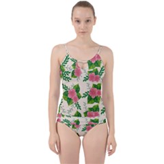 Cute-pink-flowers-with-leaves-pattern Cut Out Top Tankini Set by uniart180623
