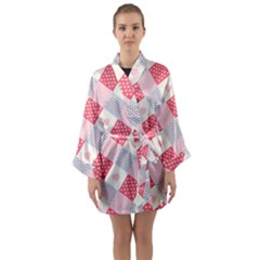 Cute-kawaii-patches-seamless-pattern Long Sleeve Satin Kimono by uniart180623