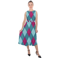 Argyle-pattern-seamless-fabric-texture-background-classic-argill-ornament Midi Tie-back Chiffon Dress by uniart180623