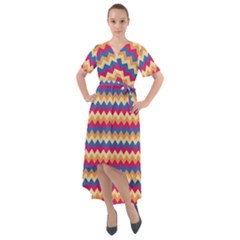 Zigzag-pattern-seamless-zig-zag-background-color Front Wrap High Low Dress by uniart180623