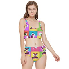 Monsters-emotions-scary-faces-masks-with-mouth-eyes-aliens-monsters-emoticon-set Frilly Bikini Set