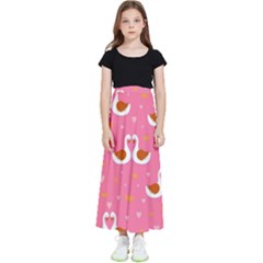 Swan-pattern-elegant-style Kids  Flared Maxi Skirt