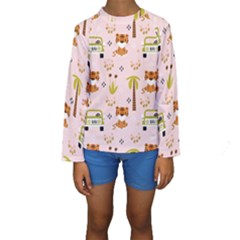Cute-tiger-car-safari-seamless-pattern Kids  Long Sleeve Swimwear by uniart180623