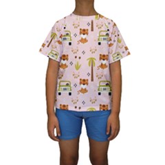 Cute-tiger-car-safari-seamless-pattern Kids  Short Sleeve Swimwear by uniart180623
