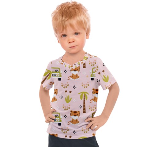 Cute-tiger-car-safari-seamless-pattern Kids  Sports Tee by uniart180623