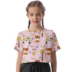 Cute-tiger-car-safari-seamless-pattern Kids  Basic Tee by uniart180623
