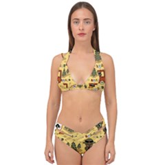Seamless-pattern-funny-ranger-cartoon Double Strap Halter Bikini Set by uniart180623
