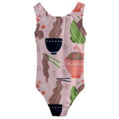Japanese Street Food  Soba Noodle In Bowls Kids  Cut-out Back One Piece Swimsuit by uniart180623