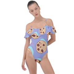 Cookies Chocolate Chips Chocolate Cookies Sweets Frill Detail One Piece Swimsuit by uniart180623