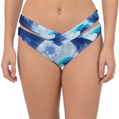 Waves Ocean Sea Tsunami Nautical Blue Double Strap Halter Bikini Bottoms by uniart180623