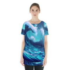 Tsunami Tidal Wave Ocean Waves Sea Nature Water Skirt Hem Sports Top by uniart180623