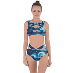 Moonlight High Tide Storm Tsunami Waves Ocean Sea Bandaged Up Bikini Set  by uniart180623