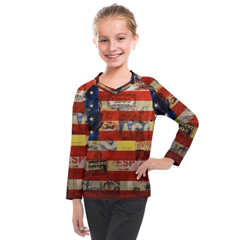Usa Flag United States Kids  Long Mesh Tee by uniart180623