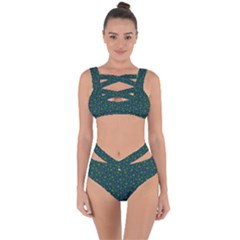 Green Patterns Lines Circles Texture Colorful Bandaged Up Bikini Set  by uniart180623