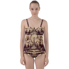 Nation Indian Native Indigenous Twist Front Tankini Set by Ravend