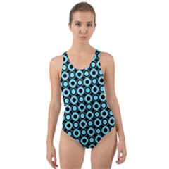 Mazipoodles Blue Donuts Polka Dot Cut-out Back One Piece Swimsuit by Mazipoodles