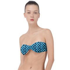 Bitesize Flowers Pearls And Donuts Blue Teal Black Classic Bandeau Bikini Top  by Mazipoodles